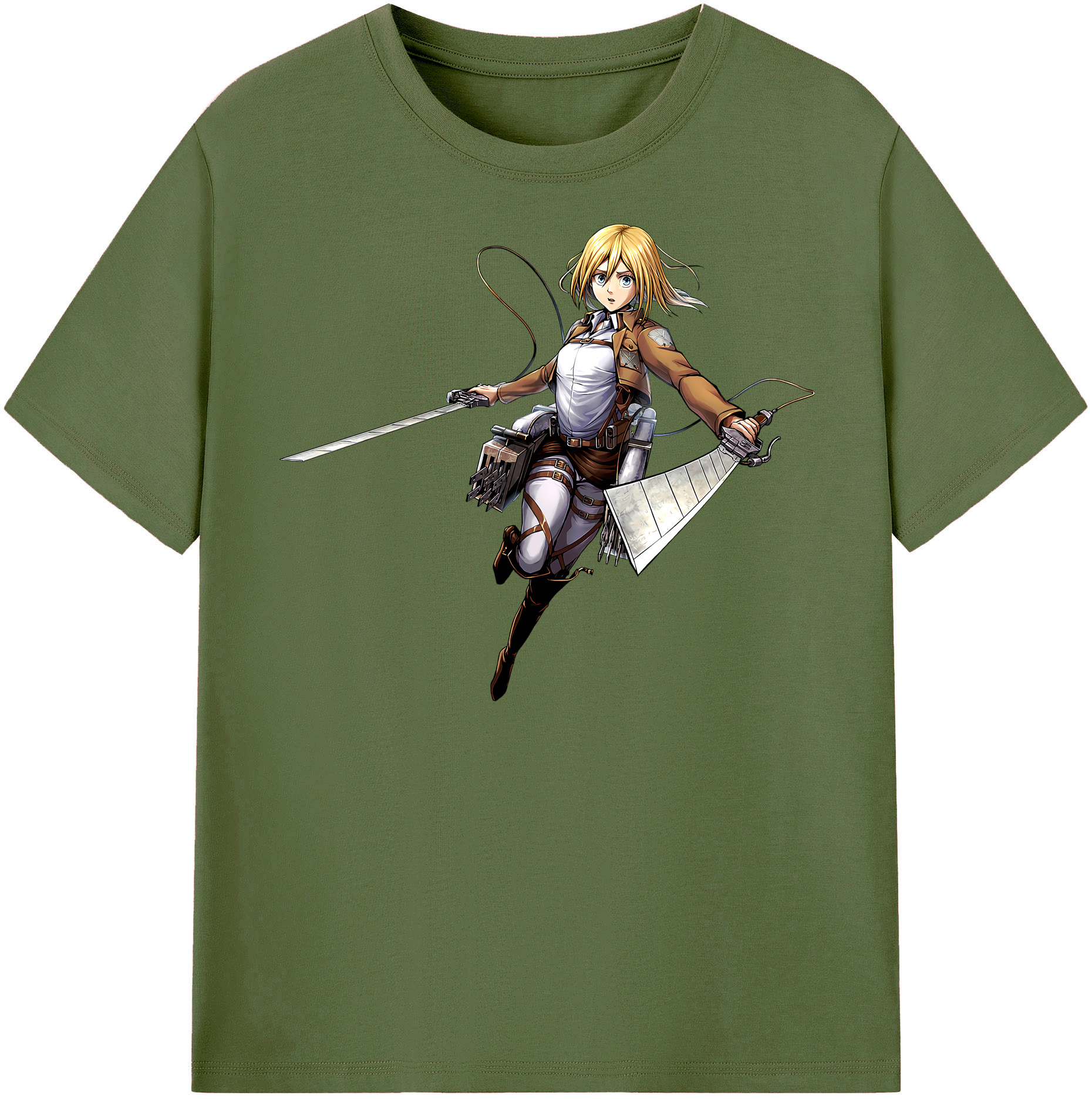 （画像用） 進撃の巨人 クリスタ·レンズ Attack on Titan Christa Lenz 綿100％半袖Tシャツ（フロントプリント）